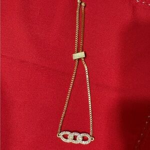 Elegant Gold Toned Chain Bracelet with Cubic Zirconia Accents